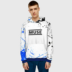 Толстовка-худи мужская MUSE рок стиль краски, цвет: 3D-синий — фото 2