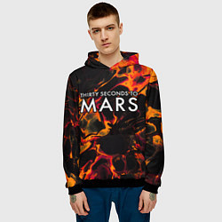 Толстовка-худи мужская Thirty Seconds to Mars red lava, цвет: 3D-черный — фото 2