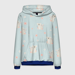 Толстовка-худи мужская Коалы и цветы, цвет: 3D-синий