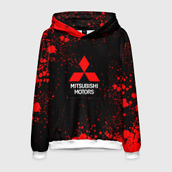 Толстовка-худи мужская Митсубиси - красные брызги, цвет: 3D-белый