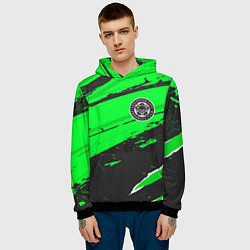 Толстовка-худи мужская Leicester City sport green, цвет: 3D-черный — фото 2