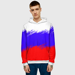 Толстовка-худи мужская Триколор штрихи, цвет: 3D-белый — фото 2