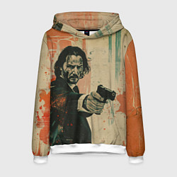 Толстовка-худи мужская Джон Уик с пистолетом, цвет: 3D-белый