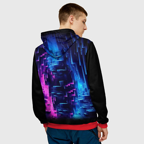 Мужская толстовка Minecraft - neon character ai art / 3D-Красный – фото 4