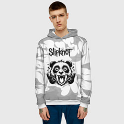 Толстовка-худи мужская Slipknot рок панда на светлом фоне, цвет: 3D-белый — фото 2