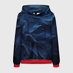 Толстовка-худи мужская Синие глубокие абстрактные волны, цвет: 3D-красный