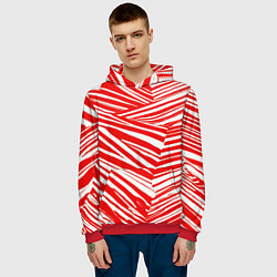 Толстовка-худи мужская Упавшая полоска, цвет: 3D-красный — фото 2