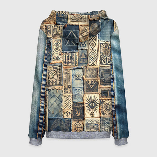Мужская толстовка Татуировки племени майя пэчворк / 3D-Меланж – фото 2