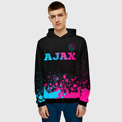 Толстовка-худи мужская Ajax - neon gradient посередине, цвет: 3D-черный — фото 2