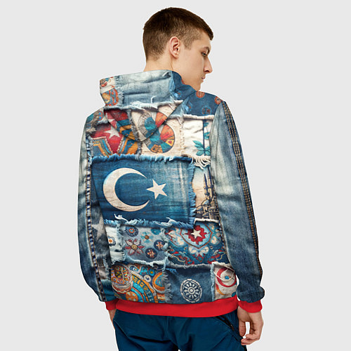 Мужская толстовка Пэчворк из Турции / 3D-Красный – фото 4