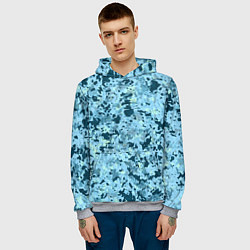 Толстовка-худи мужская Абстракция бирюзовый, цвет: 3D-меланж — фото 2