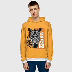 Толстовка-худи мужская Zebra head, цвет: 3D-белый — фото 2