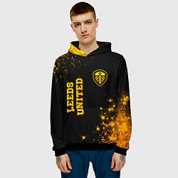 Толстовка-худи мужская Leeds United - gold gradient вертикально, цвет: 3D-черный — фото 2