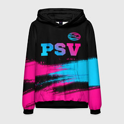 Толстовка-худи мужская PSV - neon gradient посередине, цвет: 3D-черный