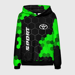 Толстовка-худи мужская Toyota green sport hexagon, цвет: 3D-черный