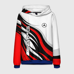 Толстовка-худи мужская Mercedes benz AMG - белый с красным, цвет: 3D-синий