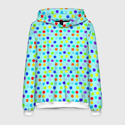 Толстовка-худи мужская Яркий паттерн в горошек, цвет: 3D-белый