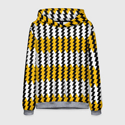 Толстовка-худи мужская Вертикальные жёлто-белые полосы, цвет: 3D-меланж