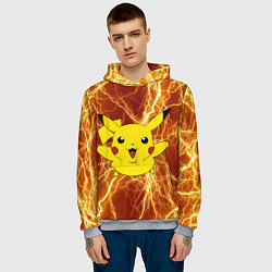 Толстовка-худи мужская Pikachu yellow lightning, цвет: 3D-меланж — фото 2