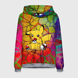 Толстовка-худи мужская Pikachu pokeballs, цвет: 3D-меланж