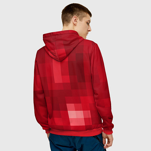 Мужская толстовка Red cubes abstraction / 3D-Красный – фото 4