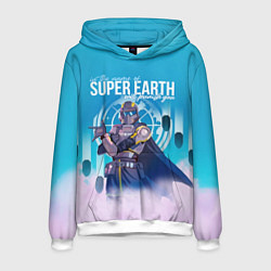 Толстовка-худи мужская Helldivers 2: Super Earth, цвет: 3D-белый