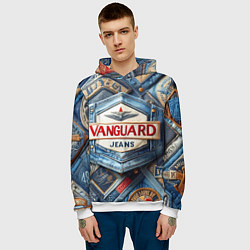 Толстовка-худи мужская Vanguard denim patchwork - ai art, цвет: 3D-белый — фото 2