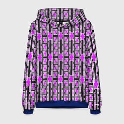 Толстовка-худи мужская Розовые и чёрные кирпичики на чёрном фоне, цвет: 3D-синий