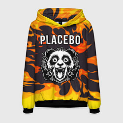 Толстовка-худи мужская Placebo рок панда и огонь, цвет: 3D-черный