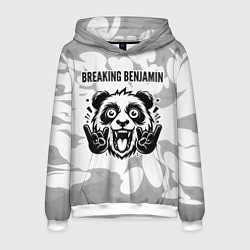 Толстовка-худи мужская Breaking Benjamin рок панда на светлом фоне, цвет: 3D-белый
