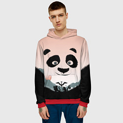 Толстовка-худи мужская Силуэт кунг фу панда, цвет: 3D-красный — фото 2