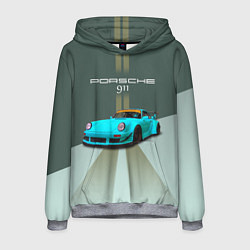 Толстовка-худи мужская Порше 911 спортивный немецкий автомобиль, цвет: 3D-меланж