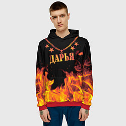 Толстовка-худи мужская Дарья - имя в огне, цвет: 3D-красный — фото 2