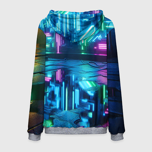 Мужская толстовка Необычный Барт Симпсон в ночном неоновом городе / 3D-Меланж – фото 2