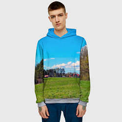 Толстовка-худи мужская Пригородный пейзаж, цвет: 3D-меланж — фото 2