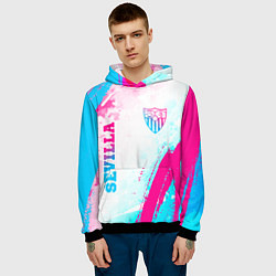 Толстовка-худи мужская Sevilla neon gradient style вертикально, цвет: 3D-черный — фото 2