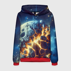 Толстовка-худи мужская Взрыв планеты - космос от нейросети, цвет: 3D-красный