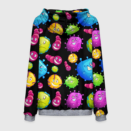 Мужская толстовка Смешные бактерии паттерн / 3D-Меланж – фото 2
