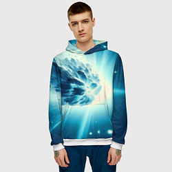 Толстовка-худи мужская Неоновая комета - нейросеть, цвет: 3D-белый — фото 2