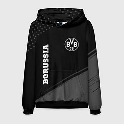 Толстовка-худи мужская Borussia sport на темном фоне вертикально, цвет: 3D-черный