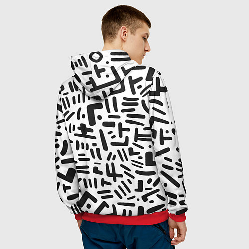 Мужская толстовка Паттерн линиями / 3D-Красный – фото 4