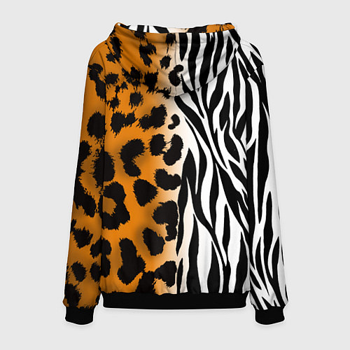 Мужская толстовка Леопардовые пятна с полосками зебры / 3D-Черный – фото 2