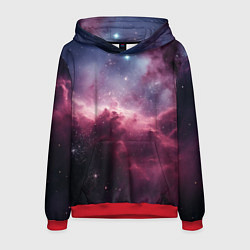 Толстовка-худи мужская Абстрактный космос фантастика, цвет: 3D-красный