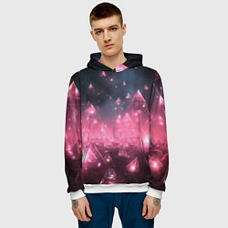 Толстовка-худи мужская Розовый абстрактный космос, цвет: 3D-белый — фото 2