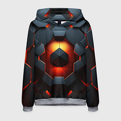 Толстовка-худи мужская Конструкция из объемных оранжевых плит, цвет: 3D-меланж