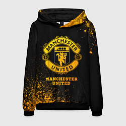 Толстовка-худи мужская Manchester United - gold gradient, цвет: 3D-черный