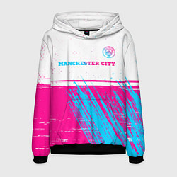 Толстовка-худи мужская Manchester City neon gradient style посередине, цвет: 3D-черный