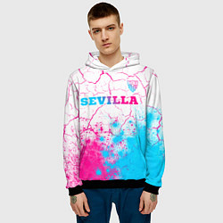 Толстовка-худи мужская Sevilla neon gradient style посередине, цвет: 3D-черный — фото 2