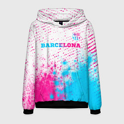 Толстовка-худи мужская Barcelona neon gradient style посередине, цвет: 3D-черный