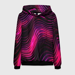 Толстовка-худи мужская Неоновая яркая геометрическая абстракция со светом, цвет: 3D-черный